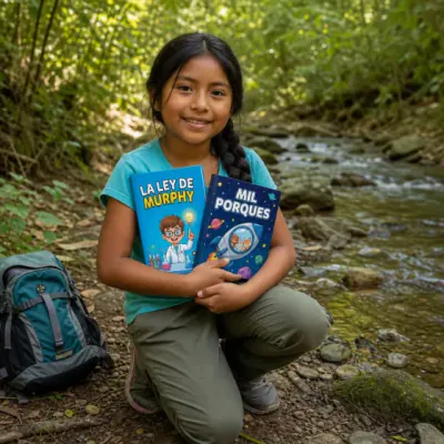 Luciana z Cusco (Peru) z książkami z zestawu